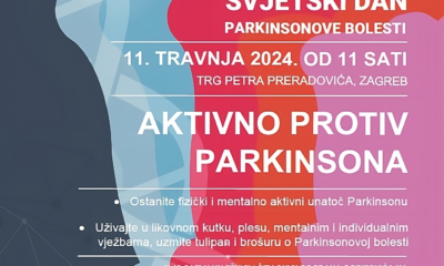 Ova šareno obojena slika je plakat na hrvatskom jeziku koji promovira događaj za Svjetski dan Parkinsonove bolesti. Taj događaj će se održati 11. travnja 2024. u Zagrebu. Fokus ovog događaja je poticanje fizičke i mentalne aktivnosti unatoč bolesti.