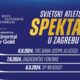 Plakat za Svjetski atletski spektakl u Zagrebu 2024. godine, koji uključuje datume i mjesta događanja: Trg bana Josipa Jelačića, Zagrebačke fontane i SP Mladost.