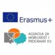 Ova slika prikazuje logotip programa Erasmus+ Europske unije. Gornji dio slike sadrži plavu zastavu EU s krugom od zvjezdica i natpis "Erasmus+". Ispod se nalazi logo Agencije za mobilnost i programe EU, koji sadrži oblačiće za razgovor u sivoj, narančastoj i plavoj boji, koji simboliziraju dijalog ili komunikaciju.