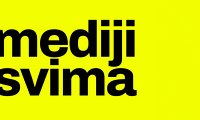 Jarkožuta pozadina s velikim, podebljanim crnim slovima koja ispisuju poruku "mediji svima".