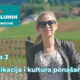 Žena sa sunčanim naočalama i svijetlom kosom, odjevena u sako i majicu s uzorkom, stoji na otvorenom s poljima i selom u pozadini. Na slici je natpis „inPortal VIDEO Svijet Gluhih s Ivom Baričević – Epizoda 3: Komunikacija i kultura ponašanja“.