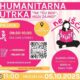 Promotivni plakat prikazuje veselu i šarenu najavu humanitarne utrke pod nazivom "HUMANITARNA UTRKA", sa sloganom "NE 'ĆU BEN', HODI ZAJNO!" koji poziva na zajedništvo i aktivno sudjelovanje. Vizualno dominiraju roza, žute i bijele boje, stvarajući optimističan i inkluzivan ton.