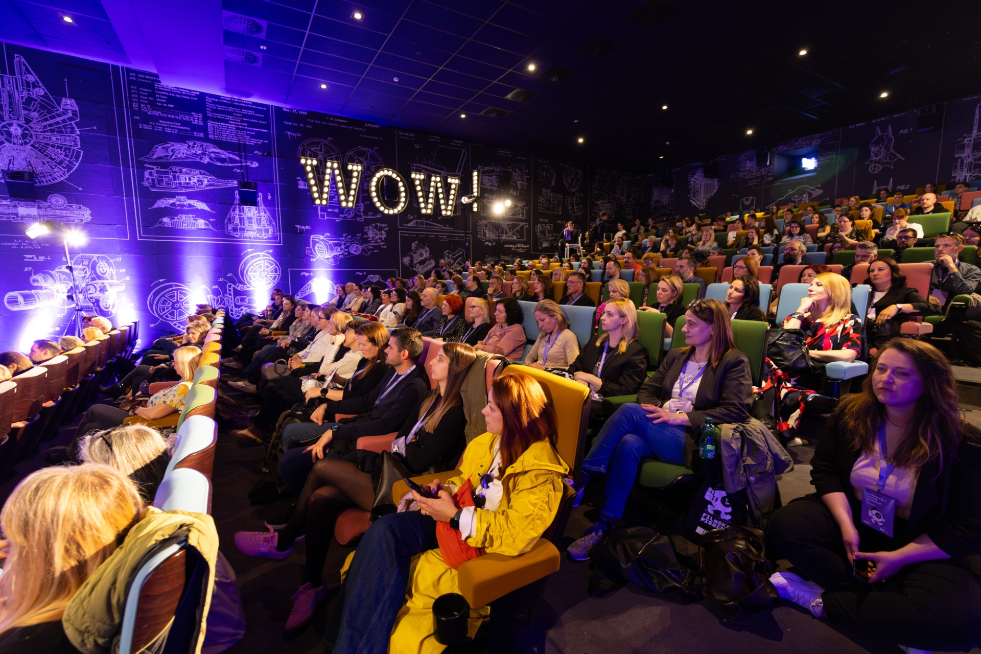 Fotografija prikazuje više ljudi u dvorani kako gleda neko događanje