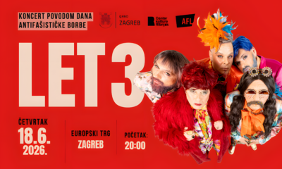 Plakat za koncert grupe Let 3 povodom Dana antifašističke borbe u Zagrebu.