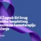 Ljubičasta vrpca na plavoj pozadini uz obavijest o besplatnom prijevozu na kemoterapiju i zračenje.