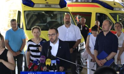 Konferencija za medije ispred novih vozila Hitne medicinske službe u Zagrebu.