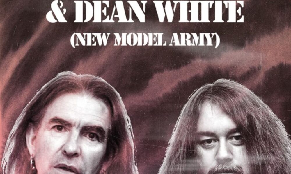 Plakat s portretima Justina Sullivana i Deana Whitea iz grupe New Model Army.