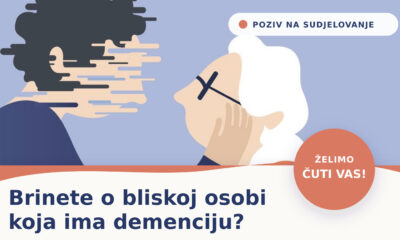 Grafički poziv na sudjelovanje u istraživanju namijenjenom osobama koje brinu o članu obitelji s demencijom.