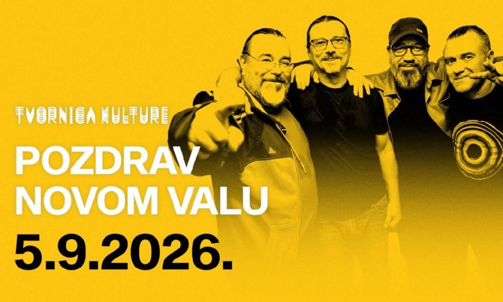 Promotivni vizual koncerta grupe Pozdrav Novom Valu u Tvornici kulture 5. rujna 2026.