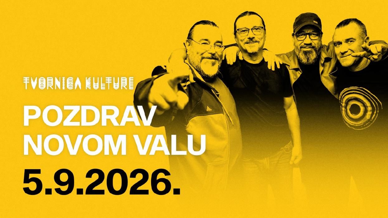 Promotivni vizual koncerta grupe Pozdrav Novom Valu u Tvornici kulture 5. rujna 2026.
