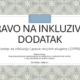 Na slici je prikazana naslovna stranica prezentacije pod nazivom „Pravo na inkluzivni dodatak“. Na sredini se nalazi veliki naslov, a ispod njega piše „Centar za inkluziju i prava ranjivih skupina (CIPRS)“. Na dnu su navedeni napomena da je prezentacija namijenjena isključivo u edukativne svrhe te ime autorice Iva Atlija, mag. iur. Pozadina je ukrašena svijetlim, ukrasnim cvjetnim i lisnatim uzorkom u sivim i bijelim tonovima. Cijeli dizajn djeluje jednostavno i službeno, a glavna tema prezentacije odnosi se na inkluzivni dodatak i prava ranjivih skupina.