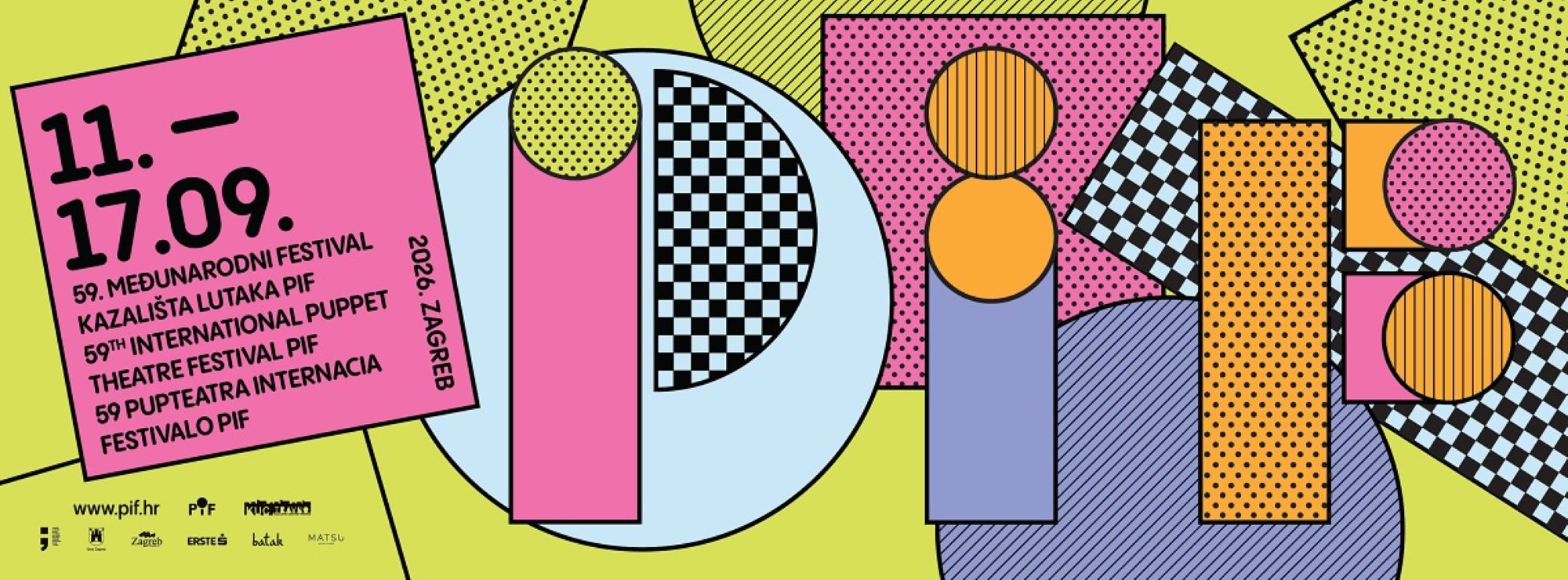 Plakat 59. Međunarodnog festivala kazališta lutaka PIF, koji se održava od 11. do 17. rujna 2026. u Zagrebu.