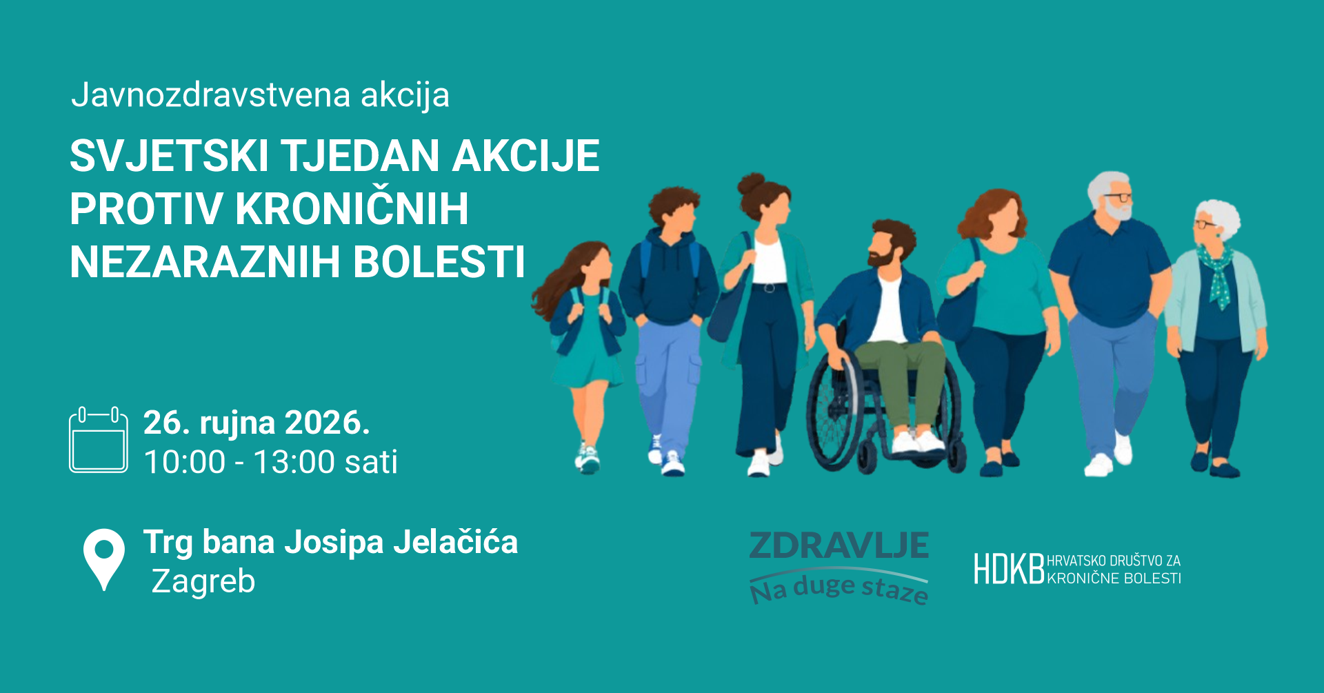 Najavni vizual javnozdravstvene akcije protiv kroničnih nezaraznih bolesti, 26. rujna na Trgu bana Jelačića.