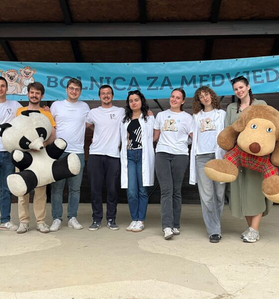 Na fotografiji je tim projekta „Bolnica za medvjediće” okupljen ispred natpisa s nazivom projekta. Osam članova tima pozira nasmijano, a neki od njih nose bijele liječničke kute ili majice s logotipom projekta. U rukama drže velike plišane igračke, pandu i majmuna, koje simboliziraju glavne male pacijente ove neobične bolnice. Fotografija prikazuje vedru i prijateljsku atmosferu te zajedništvo mladih volontera koji kroz igru djeci približavaju liječničko okruženje i pomažu im da prevladaju strah od liječnika.