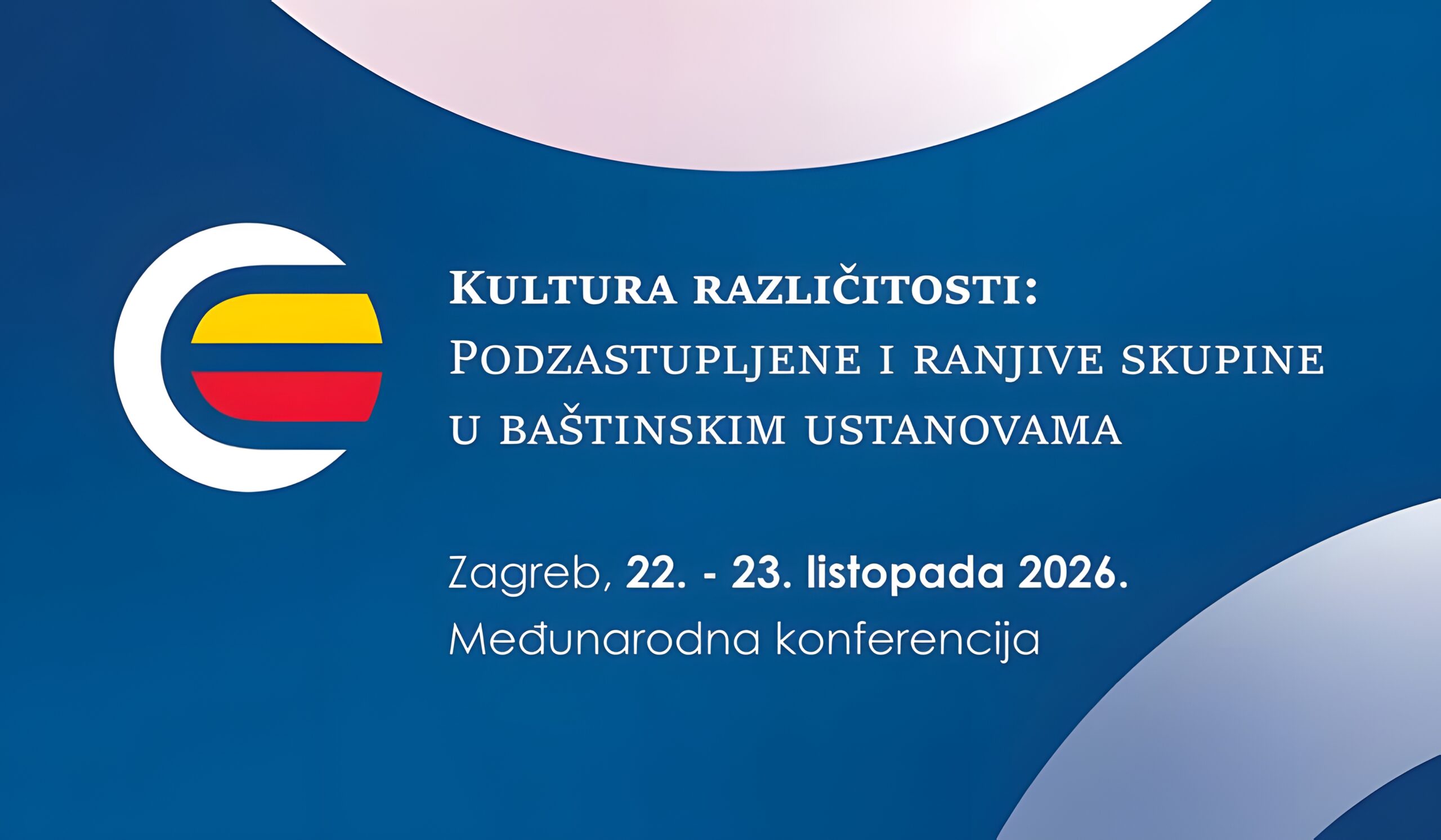 Najavni vizual međunarodne konferencije „Kultura različitosti“ o podzastupljenim i ranjivim skupinama u baštinskim ustanovama.
